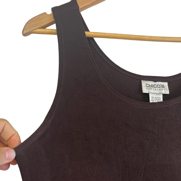 Chico’s chocolate brown stretch tank top great for layering excellent condition - Picture 3 of 6